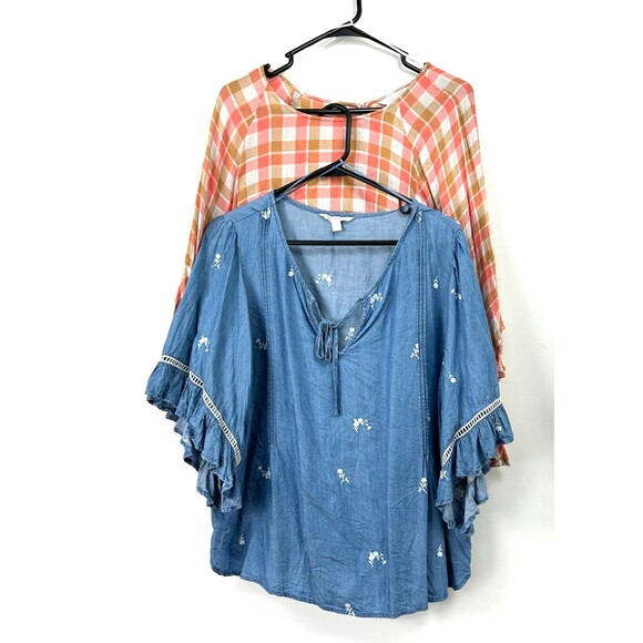 LC Lauren Conrad Womens Multicolor Blouse Top Size Large Lot Of 2 1178T3 - Picture 1 of 12